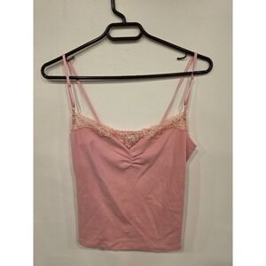 Vintage Y2K Maurices‎ Pink Lace Pearl Sequin Cami Large Coquette Feminine